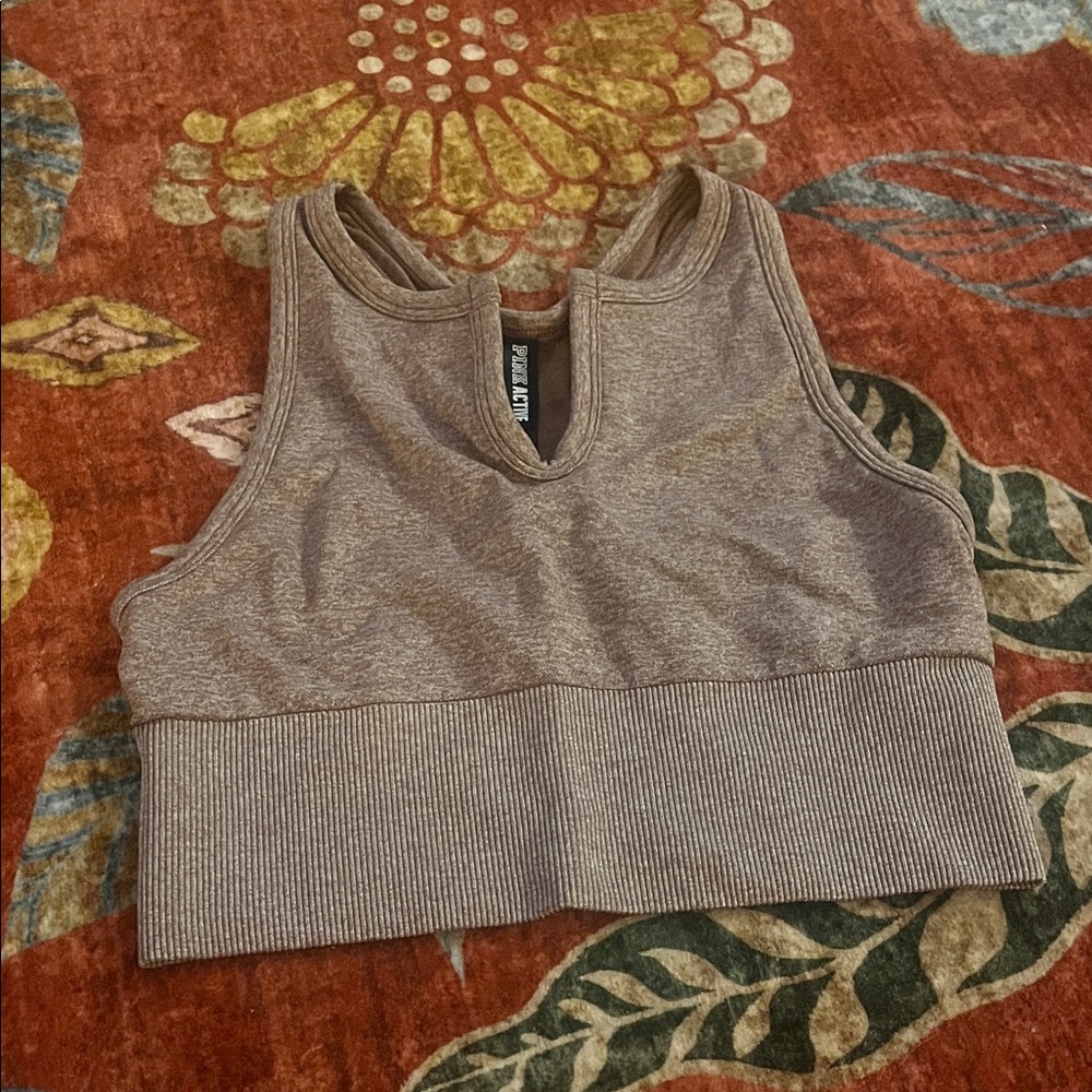 PINK Victoria's Secret Taupe Ribbed Bra